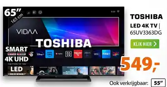 Expert TOSHIBA LED 4K TV  65UV3363DG aanbieding