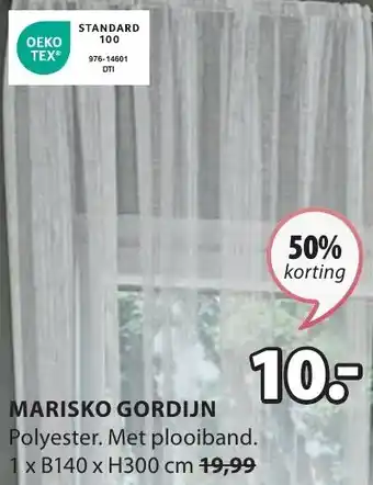 Jysk MARISKO GORDIJN 1 x B140 x H300 cm aanbieding