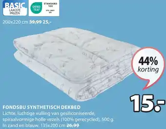 Jysk FONDSBU SYNTHETISCH DEKBED 135 x 200 cm aanbieding