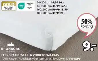 Jysk KRONBORG ELENORA HOESLAKEN VOOR TOPMATRAS 80 x 200 x 6-10 cm aanbieding