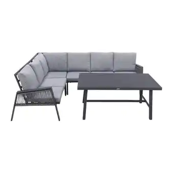 Van der Garde tuinmeubelen Andrea lounge dining set - Carbon black - Links aanbieding