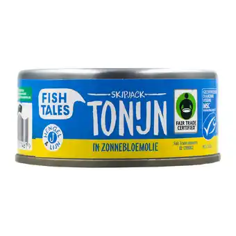 Dekamarkt Fish Tales Skipjack tonijn in zonnebloemolie aanbieding