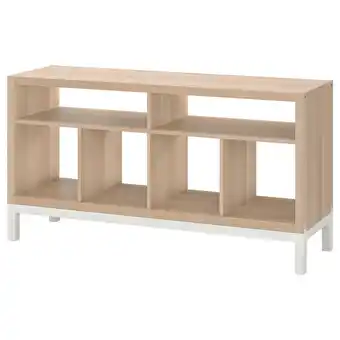 IKEA Kallax Tv-meubel met onderstel, wit gelazuurd eikeneffect, 147x39x78 cm aanbieding