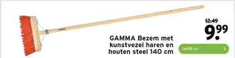 GAMMA GAMMA Bezem met kunstvezel haren en houten steel 140 cm aanbieding