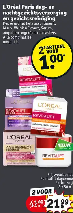 Kruidvat L'Oréal Paris dag- en nachtgezichtsverzorging en gezichtsreiniging aanbieding