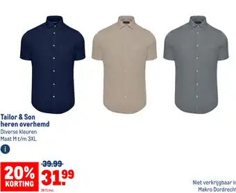 Makro Tailor & Son heren overhemd aanbieding