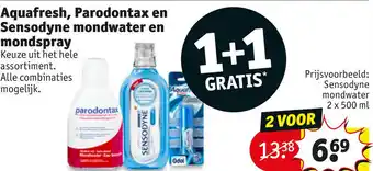 Kruidvat Aquafresh, Parodontax en Sensodyne mondwater en mondspray aanbieding