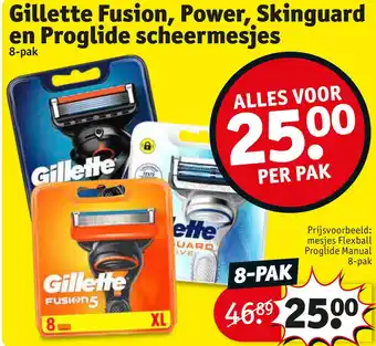 Kruidvat Gillette Fusion, Power, Skinguard en Proglide scheermesjes aanbieding