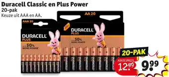 Kruidvat Duracell Classic en Plus Power aanbieding