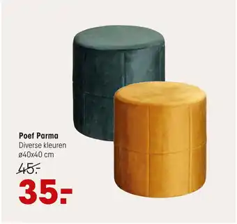 Kwantum Poef Parma Velours Groen aanbieding