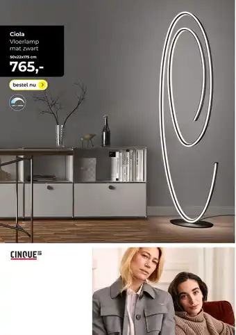 Lampidee Ciola - Vloerlamp CINQUE LED zwart DTW 4960lm aanbieding