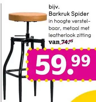 Leen Bakker bijv. Barkruk Spider aanbieding