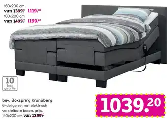 Leen Bakker bijv. Boxspring Kronoberg 6-delige set met elektrisch verstelbare boxen, grijs, aanbieding