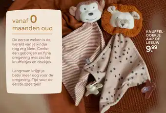 Prenatal Knuffel- Doekje Aap Of Leeuw aanbieding