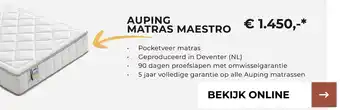 Slaapboulevard Kwakernaat Auping Matras Maestro aanbieding