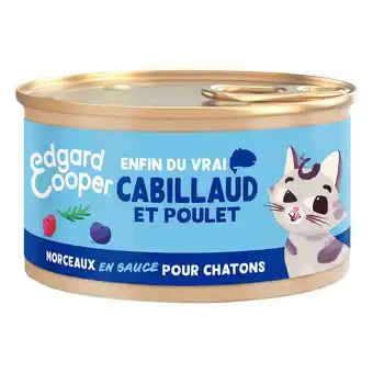 Zooplus 6x85g Edgard & Cooper Kitten Brokken in graanvrije sauce kabeljauw, kip - Kattenvoer aanbieding