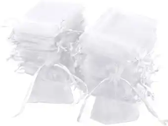 Amazon Carehabi - 100 stuks organzazakjes, witte organzazakjes, 7 x 9 cm, cadeauzakje organza, sieradenzakjes, bruiloftszakjes, lave aanbieding