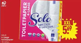 ALDI SOLO 4-laags toiletpapier 18 rollen. aanbieding