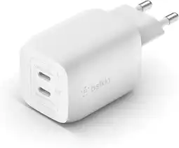 Amazon Belkin 65W 2-poorts USB Type C-wandlader, snellader met Power Delivery 3.0 en GaN-technologie, USB lader voor iPhone 15, 14, aanbieding