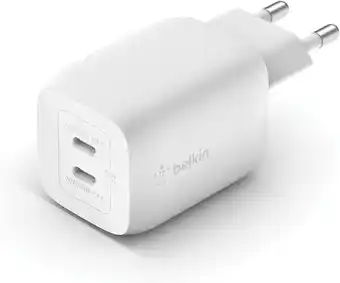 Amazon Belkin 65W 2-poorts USB Type C-wandlader, snellader met Power Delivery 3.0 en GaN-technologie, USB lader voor iPhone 15, 14, aanbieding