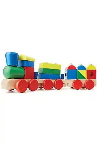 Amazon Melissa & Doug Klassieke houten stapeltrein voor peuters (18-delig) aanbieding