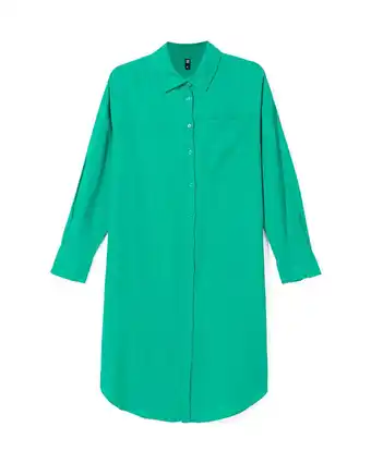 HEMA HEMA Dames Overhemdjurk Lizzy Met Linnen Groen (groen) aanbieding