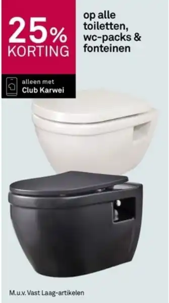 Karwei op alle toiletten, wc-packs & fonteinen aanbieding