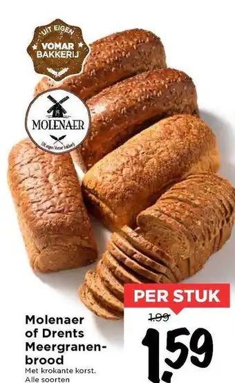 Vomar Voordeelmarkt Molenaer Of Drents Meergranenbrood aanbieding