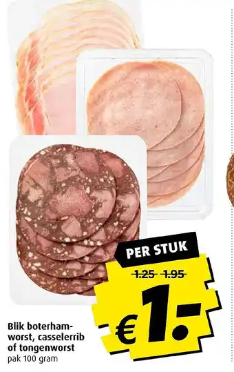 Boni Blik boterhamworst, casselerrib of tongenworst 100g aanbieding