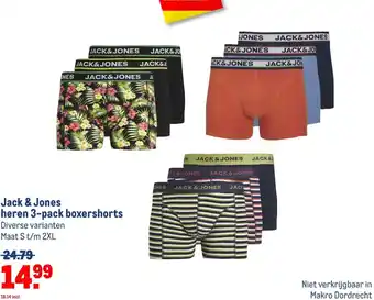 Makro Jack & Jones heren 3-pack boxershorts aanbieding