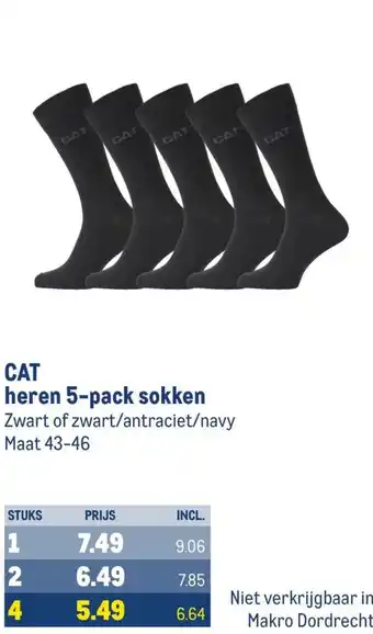 Makro CAT heren 5-pack sokken aanbieding