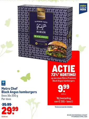 Makro Metro Chef Black Angus hamburgers aanbieding