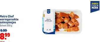 Makro Metro Chef warmgerookte zalmspiesjes 250 g aanbieding