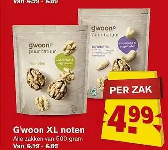 Hoogvliet G'woon XL noten 500 gram aanbieding