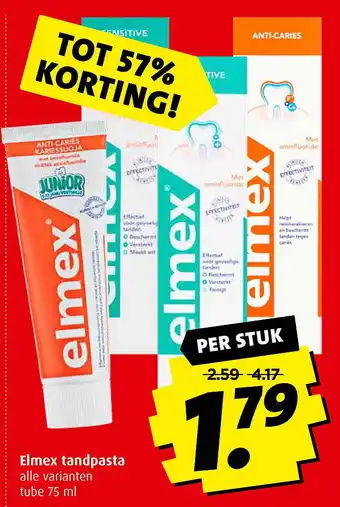 Boni Elmex tandpasta 75ml aanbieding