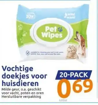 Action Pet Wipes Vochtige doekjes voor huisdieren 20st aanbieding