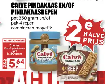 MCD Supermarkt Calve Pindakaas of Pindakaasrepen 2*350g/4st aanbieding