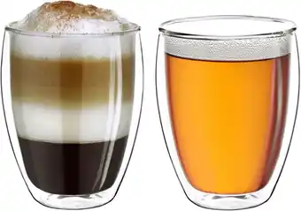 Amazon Creano dubbelwandige XXL thermoglazen 400ml, extra groot hittebestendig koffieglazen/thee glazen/latte macchiato van borosili aanbieding