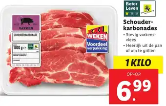 Lidl Schouder karbonades 1 kilo aanbieding