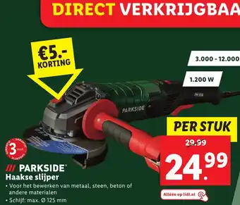 Lidl Parkside haakse slijper per stuk 1.200 W aanbieding