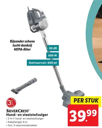 Lidl Silvercrest hand en steelstofzuiger per stuk aanbieding