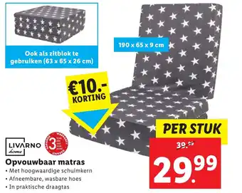 Lidl Livarno home opvouwbaar matras 190 x 65 x 9 cm aanbieding