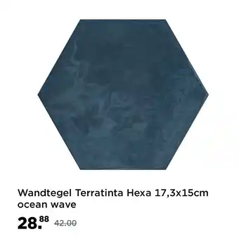 Saniweb Wandtegel Terratinta Hexa 17,3x15cm ocean wave aanbieding