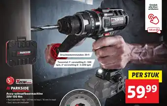 Lidl Parkside accu schroefboormachine 20v 150 nm per stuk aanbieding