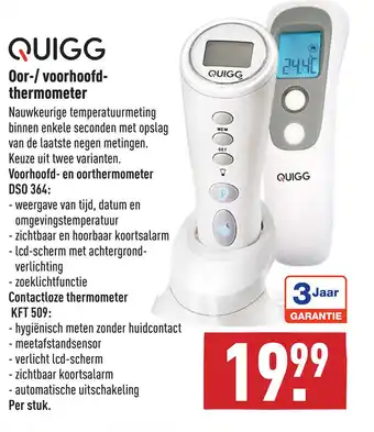 ALDI Quigg Oor-/ voorhoofd- thermometer aanbieding