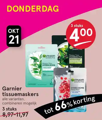 Etos Garnier tissuemaskers aanbieding