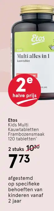 Etos Etos Kids Multi Kauwtabletten Frambozensmaak 120 tabletten aanbieding