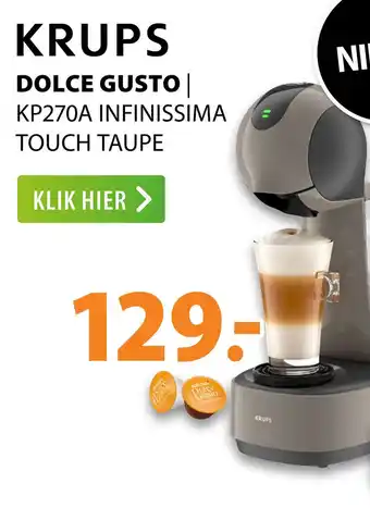 Expert KRUPS DOLCE GUSTO | KP270A INFINISSIMA TOUCH TAUPE aanbieding