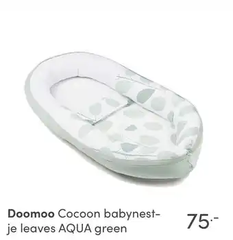 Baby & Tiener Doomoo Cocoon babynest- je leaves AQUA green aanbieding