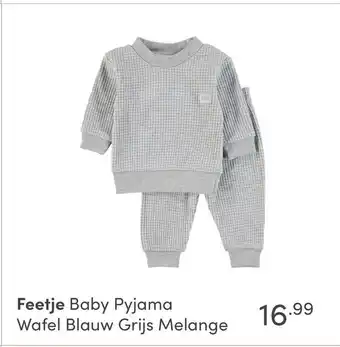 Baby & Tiener Feetje Baby Pyjama Wafel Blauw Grijs Melange aanbieding